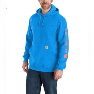 Carhartt Hoodie Men's XL Blue Loose Fit Spellout Sweatshirt Comfort Casual.